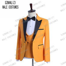 Мужской костюм-смокинг Terno Masculino, приталенный костюм оранжевого цвета, Свадебный костюм из 3 предметов на заказ, 2019 2024 - купить недорого