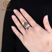 Anel de dedo com pedras preciosas para balé gem's 2.26ct, prata esterlina 925, anéis de banda vintage para mulheres, joias finas para festa 2024 - compre barato
