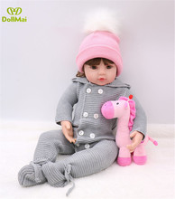 Brinquedos boneca Bebes reborn 24"60cm vinyl silicone reborn baby dolls girl toddler doll reborn with giraffe plush 2024 - buy cheap