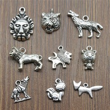 10pcs Tiger Charms Wolf Charms Pendants Jewelry Making Animal Lion Charms For Bracelet Making Antique Silver Color 2024 - buy cheap