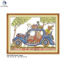 Joy Sunday the Station Wagon J431 Pattern Cross Stitch DMC DIY 11CT 14CT Cross-Stitch Kit Handmade Embroidery for Needlework 2024 - buy cheap