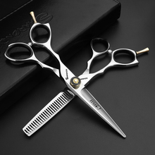 left handed hairdressing scissors 6 inch hair scissors 440c japanese steel professional scissors thinning scissors set 2024 - compre barato