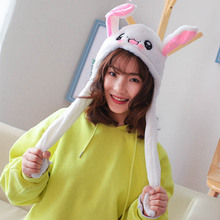 Rabbit Hat Moving Ears Cute Cartoon Toy Hat Kawaii Funny Hat Birthday Gift Bunny Plush Cap Winter Hat For Kids Adult Girlfriend 2024 - buy cheap