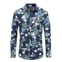 Dioufond Men Shirt Mens Casual Slim Shirts 2019 New Arrival Men New Brand Clothing Floral Printed Long Sleeve Camisa Masculina 2024 - buy cheap