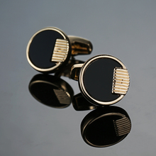 French Shirt Fashion Cufflinks for Men's Brand Cuff links Buttons round golden fibre High Quality 2018 New Arrival Jewelry 2024 - buy cheap
