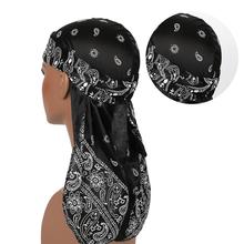 Gorra de bandana para hombre, turbante de rapero, diadema sedosa, sombrero Floral du-rag, sombrero de quimioterapia, sombrero de pirata de amoba, Hip-Hop, novedad 2024 - compra barato