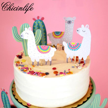 Chicinlife 5 pçs alpaca llama papel cupcake bolo toppers chuveiro do bebê feliz aniversário decorações crianças fontes de festa 2024 - compre barato