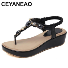 CEYANEAO-Chanclas de gladiador para mujer, zapatos de cuña informales, sandalias de plataforma con punta abierta, zapatos de verano 2024 - compra barato