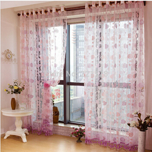 good quality deco modern style window tulle curtain for living room,pink flower window garden sheer panels 2024 - buy cheap