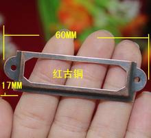 30Pcs Red Antique Iron Label Frame Card Holder without Cup Pull Handle Size small 60*17mm. 2024 - buy cheap