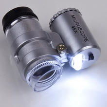 Minimicroscopio de aumento para joyería, lupa con 2 luces LED, 45x, envío directo, novedad 2024 - compra barato