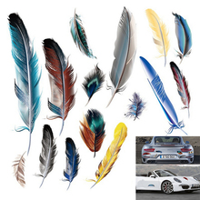 Забавные 3d-наклейки с разноцветными перьями из мультфильма Aotu, Виниловая наклейка на корпус, Стайлинг автомобиля, аксессуары для мотоциклов 2024 - купить недорого