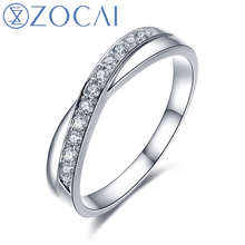 ZOCAI  LOVE ENCOUNTER NATURAL 0.12 CT CERTIFIED I-J / SI DIAMOND WEDDING BAND RING ROUND CUT 18K WHITE GOLD JEWELRY Q00440A 2024 - buy cheap