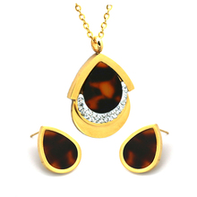 Fashion Gold color Resin 316L Stainless Steel Earrings necklace jewelry sets Wedding Set Accessories 2024 - buy cheap
