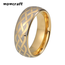 Mens Womens Gold Tungsten Carbide Rings Wedding Bands Domed Polish Shiny Fashion Celtics infinity Comfort Fit 2024 - buy cheap