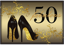 7x5FT Black Gold Happy Fabulous 50 Birthday Party Heels Custom Photo Background Studio Backdrops Vinyl 220cm x 150cm 2024 - buy cheap
