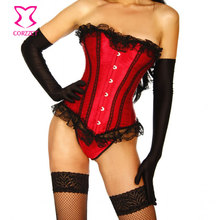 New Women Shapewear Satin Red Corset Tight Lacing Overbust Sexy Corsets And Bustiers Corpete Corselet Gothic Corsage Bustier Top 2024 - buy cheap
