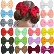 20 pcs/lot, 4.7 inch Fabric Bow Hair Clips, Back to School Hair Bow clips, baby girls hair accessories 2024 - buy cheap