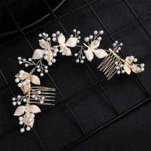 Elegant Wedding Hair Comb Leaf Women Bridal Hair Accessories Jewelry Headband Pearl Handmade Headpiece 2024 - buy cheap