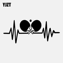 YJZT  17.2CM*7.3CM Fun Table Tennis Ping Heartbeat Vinyl  Black/Silver Car Sticker C22-1279 2024 - buy cheap