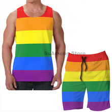 Verão casual engraçado impressão masculina tank topos feminino gay lgbt bandeira masculina board praia shorts conjuntos de fitness sem mangas colete 2024 - compre barato