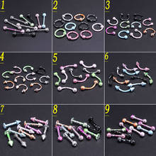 100pcs/lot Mix Colors Stainless Steel Cone Circulars Horseshoes Barbell Ring Eyebrow Nose Rings Body Piercing Jewelry 2024 - buy cheap