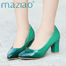 MAZIAO-zapatos de tacón cuadrado cómodos para mujer, Calzado cómodo con punta en pico, color azul, rojo, verde y morado 2024 - compra barato