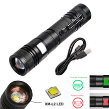 Linterna LED de aluminio recargable, Linterna con Zoom CREE L2, batería USB 18650, para exteriores, Camping, senderismo, viaje, Linterna con luz Led 2024 - compra barato