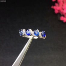 Anillo de zafiro Natural de 3x4mm, anillo de Plata de Ley 925, zafiro quemado, regalo de cumpleaños para un amante de la novia. 2024 - compra barato