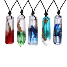 1 PC Unisex Resin Wood Pendant Colored Resin Rope Chain Necklace Fashion Jewelry Gifts Charm Necklace Random Color 2024 - buy cheap