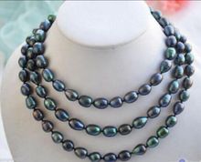 Hot selling free shipping*****7-8mm New Tahitian Black Natural Pearl Necklace 48" AAA 2024 - buy cheap