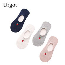 Urgot 4 Pairs Women's Socks Cute Strawberry Embroidered Female Sock Fashion Candy Color Invisible Anti-skid Silicone Boat Socks 2024 - buy cheap