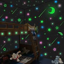 Детский Светильник в спальню, светящиеся в темноте наклейки на стену со звездами 2024 - купить недорого