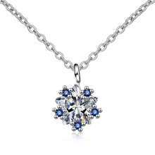 New Simple White Blue Cubic Zircon Pendant Necklace Women Silver 925 Jewelry Korean Short Chokers Necklaces for Girl Gift 2024 - buy cheap