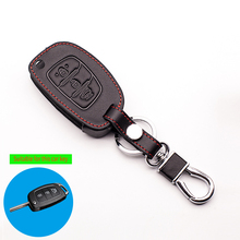 New ! genuine leather car key cover for Hyundai TUCSON Solaris 8 IX35 Santa Fe,3 Button fold key  car keys accessories 2024 - buy cheap