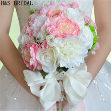 Buquê de rosas e damas de honra, flor colorida para casamento, buquê artificial de flores, rosa, noivado, 2020 2024 - compre barato