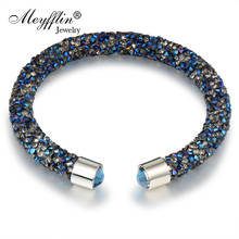 Meyfflin Classic Cuff Bracelet Women Men Jewelry Fashion Crystal Bracelets & Bangles Female Silver Color Pulseiras Bijoux 2024 - buy cheap