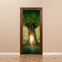 Pegatinas 3D creativas para puerta, decoración del hogar con patrón de árbol de fantasía para habitación de niños, accesorios de decoración del hogar, calcomanías artísticas adhesivas para pared 2024 - compra barato