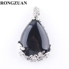 RONGZUAN Natural Teardrop Gem Stone Black Agates Love Beads Reiki Chakra Healing Pendant Necklace Chain Women Jewelry TN3474 2024 - buy cheap