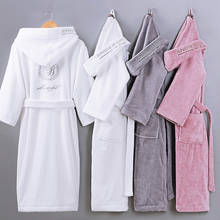 Winter Women Bathrobe Hooded Men Autumn Thick Warm Towel Fleece Sleepwear Long Robe Hotel Spa soft Long Nightgown Kimono robe 2024 - buy cheap