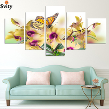 Fashion 5 Panel Hot Sell Modern Wall Painting yellow flowers abstract Home Wall Art Picture Paint on Canvas Prints art orchid 2024 - buy cheap