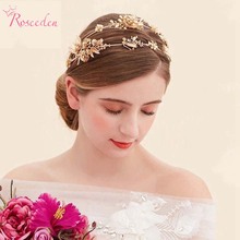 double band gold  Dragonfly flowers Headband baroque style bridal wedding tiaras  headband girls bridal party accessories RE616 2024 - buy cheap