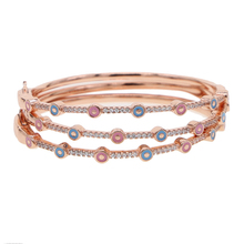 New rainbow enamel round eyes bracelets|&bangle rose gold filled chic delicate colorful open buckle bangles Christmas 56-58mm 2024 - buy cheap