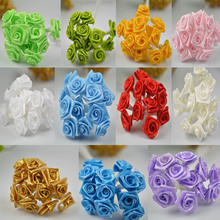 mix color 1/2'' mini rose satin flower with white wire stem artificial flower for wedding box  scrapbooking decor 72pcs/lot 2024 - buy cheap