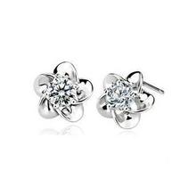 2016 hot sell classic design plum blossom 925 sterling silver super shiny zircon ladies`stud earrings jewelry wholesale 2024 - buy cheap
