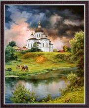 Kits de ponto cruz artesanato 14ct não impresso rio paisagem igreja para bordados artesanais artes pintura a óleo conjunto parede decoração para casa 2024 - compre barato