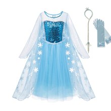 VOGUEON Elsa Dress up Clothes Girls Long Sleeve Sequined Snow Queen Princess Costume Kids Elza Halloween Cosplay Party Dresses 2024 - buy cheap