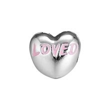 Fits Pandora Bracelets Genuine 925 Sterling Silver Loved Heart Clip Charm Powder Pink Enamel Beads for Jewelry Making kralen 2024 - buy cheap