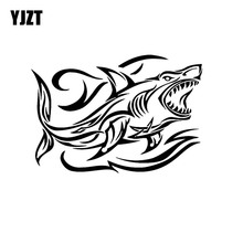 Yjzt adesivo de carro estiloso de 16cm * 10.9cm, adesivo rústico de tubarão como peixe, oceano, preto e prata 2024 - compre barato