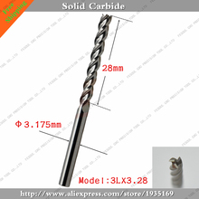 3.175mm * 28mm, 10 piezas, envío gratis 3 Flutes molino final, cortador de fresado CNC, broca para carpintería de carburo sólido, PVC, MDF, Acrílico, Madera 2024 - compra barato